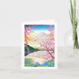 Cool oriental japanese Fuji spring cherry tree art Card