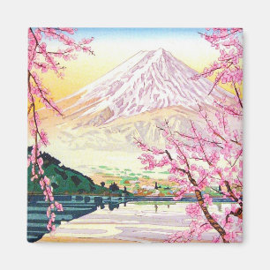 Cool oriental japanese Fuji spring cherry tree art Magnet