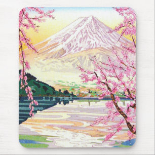 Cool oriental japanese Fuji spring cherry tree art Mouse Pad