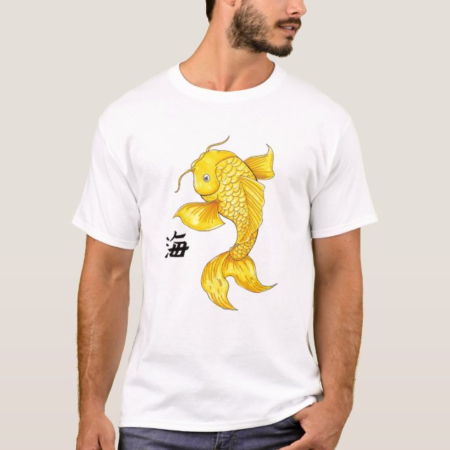 Cool Oriental Japanese Gold Koi Fish Carp tattoo T-Shirt (Front)