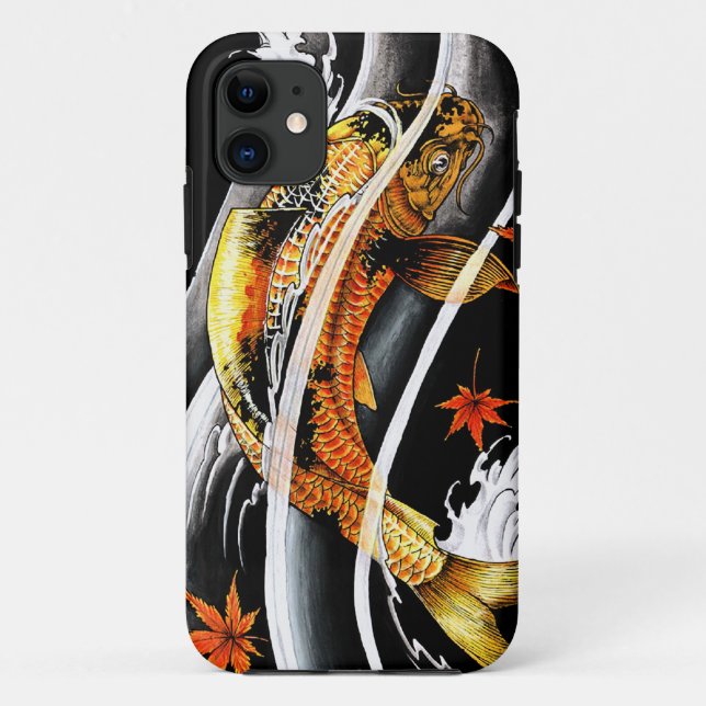 Cool oriental japanese Gold Lucky Koi Fish tattoo Case-Mate iPhone Case (Back)