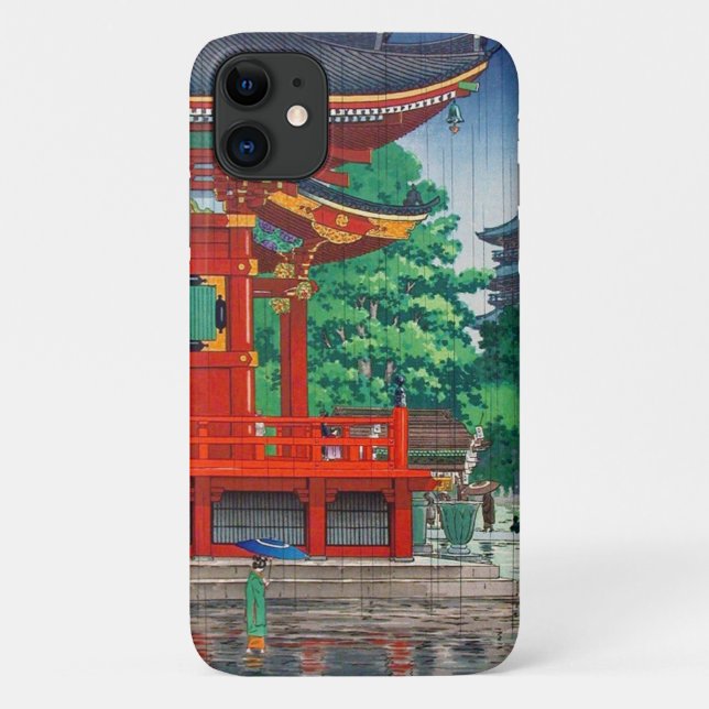 Cool oriental japanese hasui Kawase shrine in rain Case-Mate iPhone Case (Back)