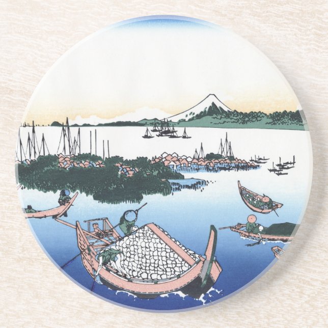 Cool oriental japanese Hokusai Fuji View landscape Coaster (Front)