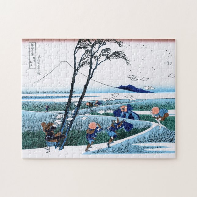 Cool oriental japanese Hokusai Fuji View landscape Jigsaw Puzzle (Horizontal)