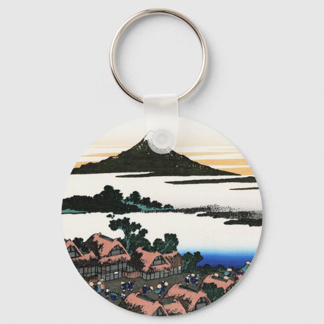 Cool oriental japanese Hokusai Fuji View landscape Key Ring (Front)
