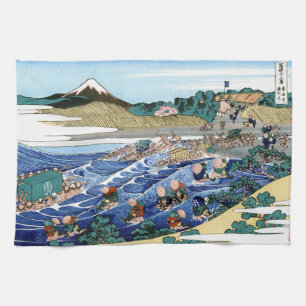 Cool oriental japanese Hokusai Fuji View landscape Tea Towel