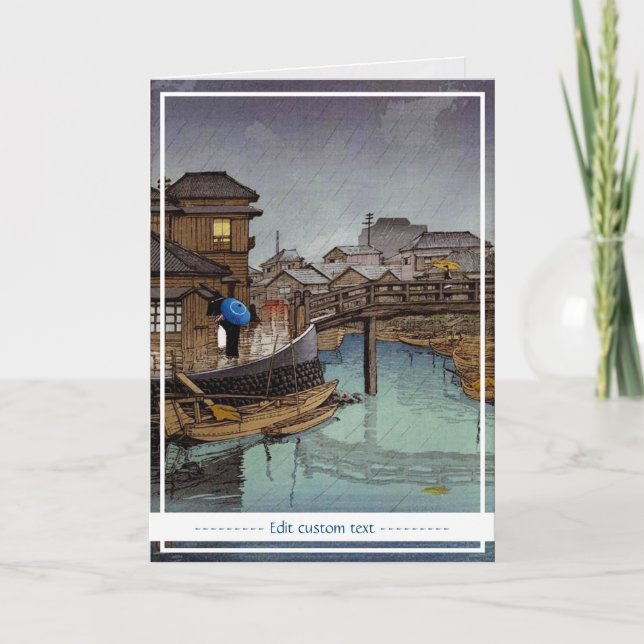 Cool oriental japanese Kawase rainy day scenery Card (Front)