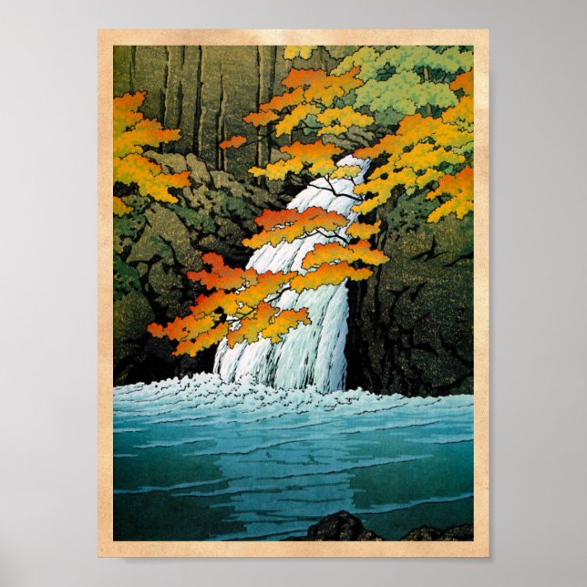 Cool oriental japanese Kawase Senju Waterfall art Poster (Front)