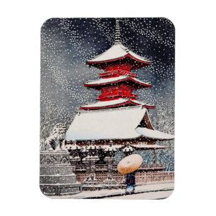 Cool oriental japanese Kawase winter scenery art Magnet