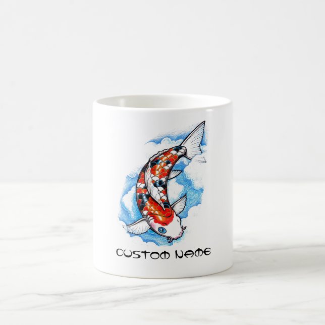 Cool Oriental Japanese Koi Carp Cloud tattoo Coffee Mug (Center)