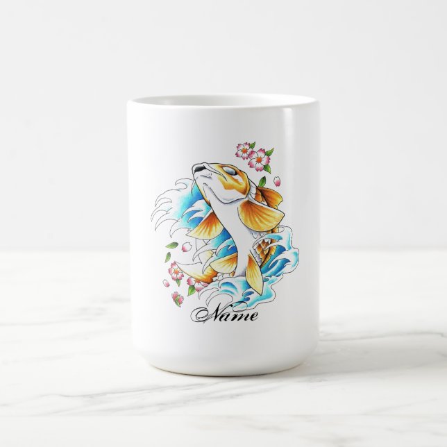 Cool Oriental Japanese Koi Carp Fish Water tattoo Coffee Mug (Center)