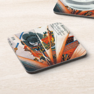 Cool oriental japanese Kunioshi Samurai Warrior Coaster