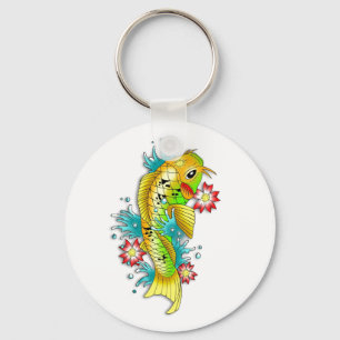 Cool oriental japanese rainbow koi carp fish key ring