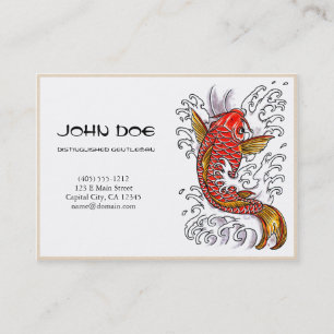 Cool oriental japanese red ink lucky koi fish business card