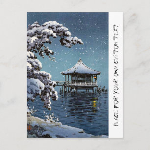 Cool oriental japanese river side winter scene art postcard
