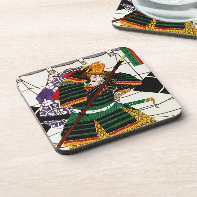 Cool oriental japanese Samurai General Warrior art Coaster (Left Side)
