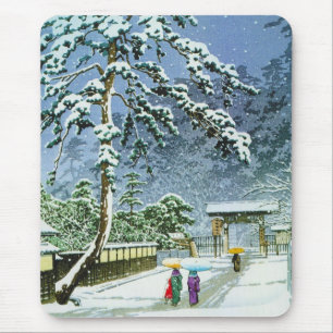 Cool oriental japanese watercolor Honmonji Temple Mouse Pad