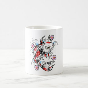 Cool Oriental Japanese White Koi Fish Carp tattoo Coffee Mug