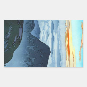 Cool oriental japanese Yoshida mountain scenery Rectangular Sticker