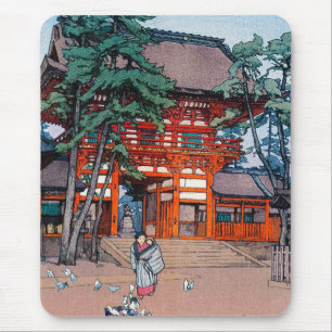 Cool oriental japanese Yoshida village scenery art Mouse Pad