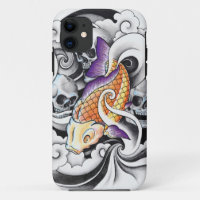 Cool Oriental Koi Carp Skull tattoo