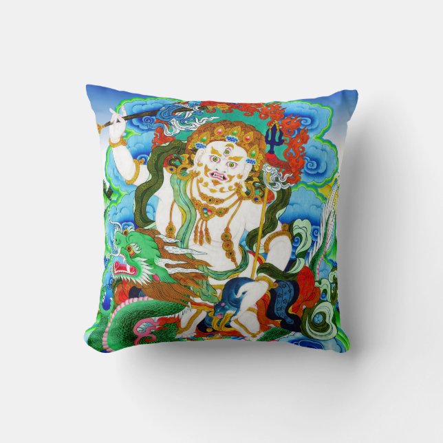 Cool oriental mandala White Jambhala vibrant god Cushion (Front)