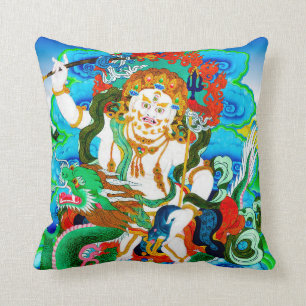 Cool oriental mandala White Jambhala vibrant god Cushion