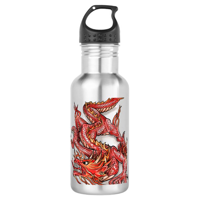Cool Oriental Red Dragon Tattoo 710 Ml Water Bottle (Front)