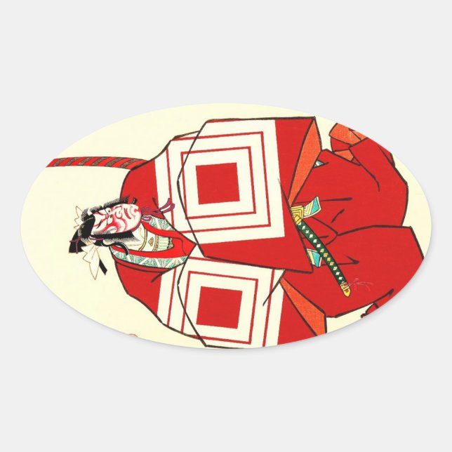 Cool Oriental Shibaraku SAmurai tattoo Oval Sticker (Front)