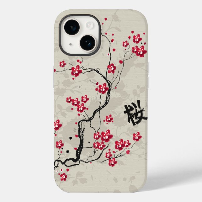 Cool Oriental Style Sakura Cherry Blossom Art Case-Mate iPhone Case (Back)