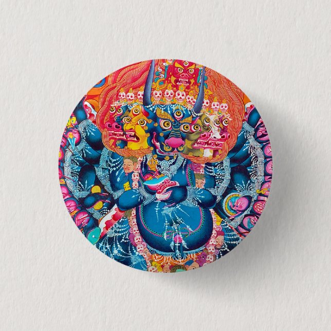 Cool oriental tangka Yamantaka death god tattoo 3 Cm Round Badge (Front)