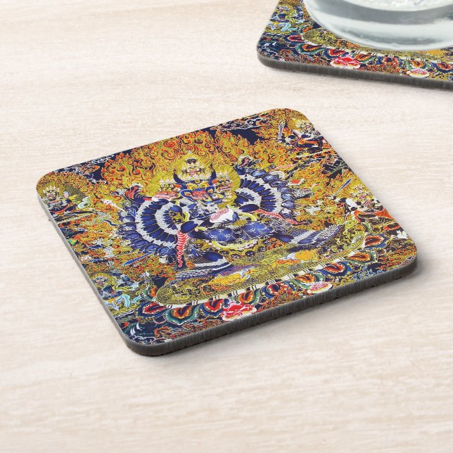Cool oriental tangka Yamantaka death god tattoo Coaster (Left Side)