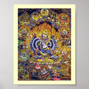 Cool oriental tangka Yamantaka death god tattoo Poster