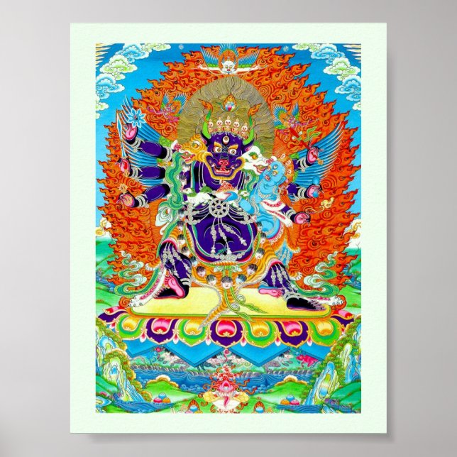 Cool oriental tangka Yamantaka death god tattoo Poster (Front)