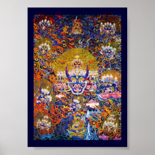 Cool oriental tangka Yamantaka death god tattoo Poster
