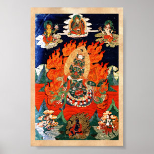 Cool oriental tibetan god thangka tattoo art poster