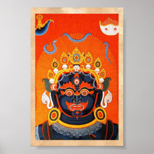 Cool oriental tibetan thangka Bhairava tattoo art Poster