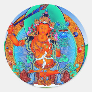 Cool oriental tibetan thangka god  tattoo art classic round sticker
