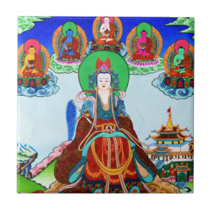 Cool oriental tibetan thangka Golden Mother Ceramic Tile