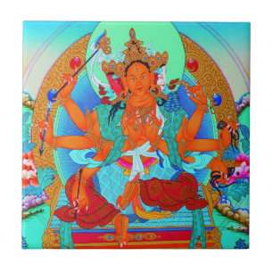Cool oriental tibetan thangka Marici tattoo Ceramic Tile