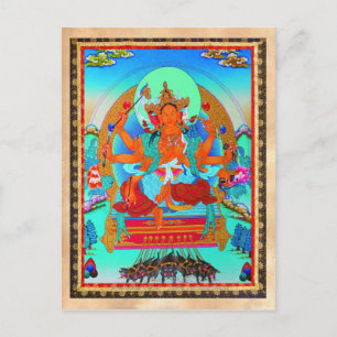 Cool oriental tibetan thangka Marici tattoo Postcard