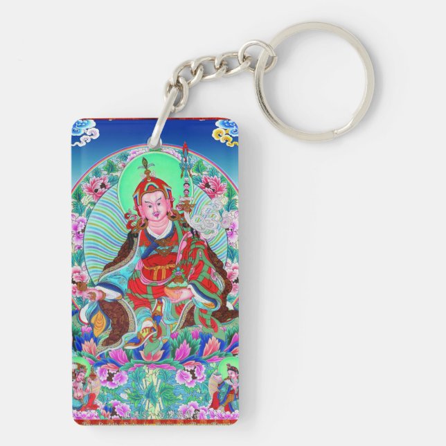 Cool oriental tibetan thangka Padmasambhava Key Ring (Back)