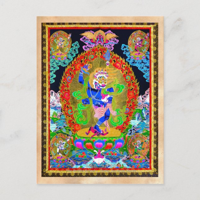 Cool oriental tibetan thangka Simhavaktra Dakini Postcard (Front)