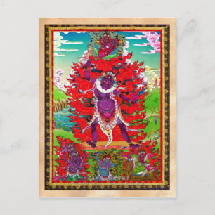Cool oriental tibetan thangka tattoo Ekajati art Postcard