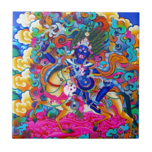 Cool oriental tibetan thangka tattoo Palden Lhamo Ceramic Tile