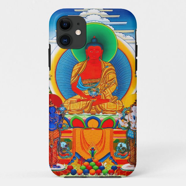 Cool oriental tibetan thangka Three Major Saints Case-Mate iPhone Case (Back)