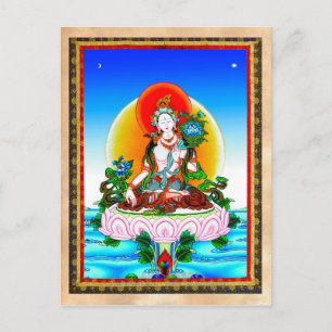 Cool oriental tibetan thangka White Tara tattoo Postcard