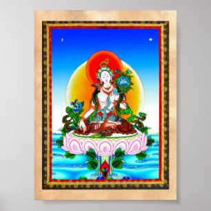 Cool oriental tibetan thangka White Tara tattoo Poster