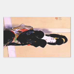 Cool oriental traditional japanese geisha lady art rectangular sticker