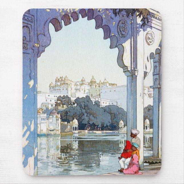 Cool oriental Yoshida Hiroshi udaipur Palace art Mouse Pad (Front)